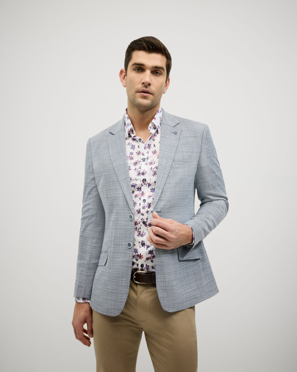 Single Breasted Textured Tailored Blazer, Navy, hi-res